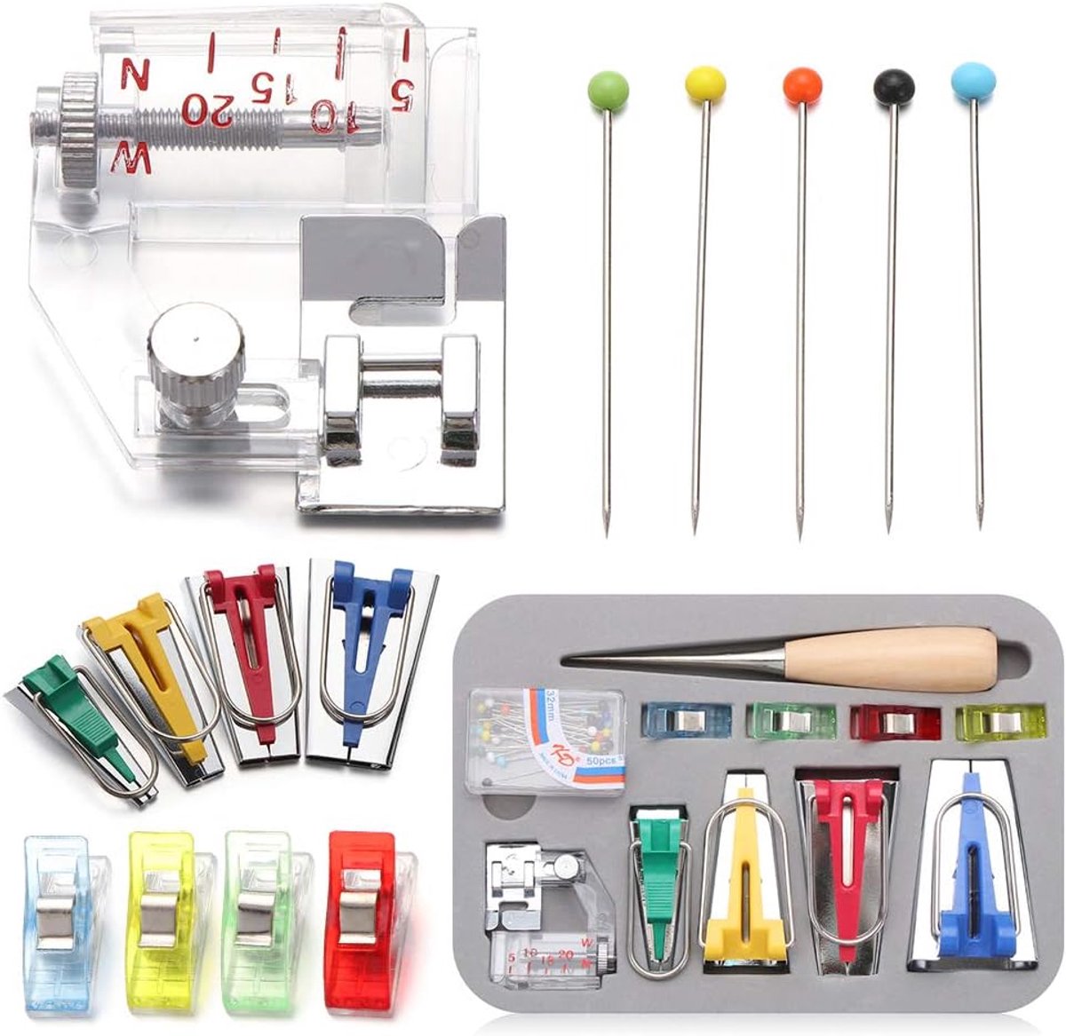 Biaisband Maker Set - Stof Tape Tools - Naai Projecten - Vier Maten Inclusief - 6 12 18 25mm