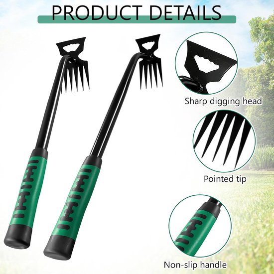 Onkruidverwijderaar Set - Onkruidsteker Tuin - Onkruid Vrij Maken - Roestvrij Staal - 40 cm Lengte — afbeelding 3