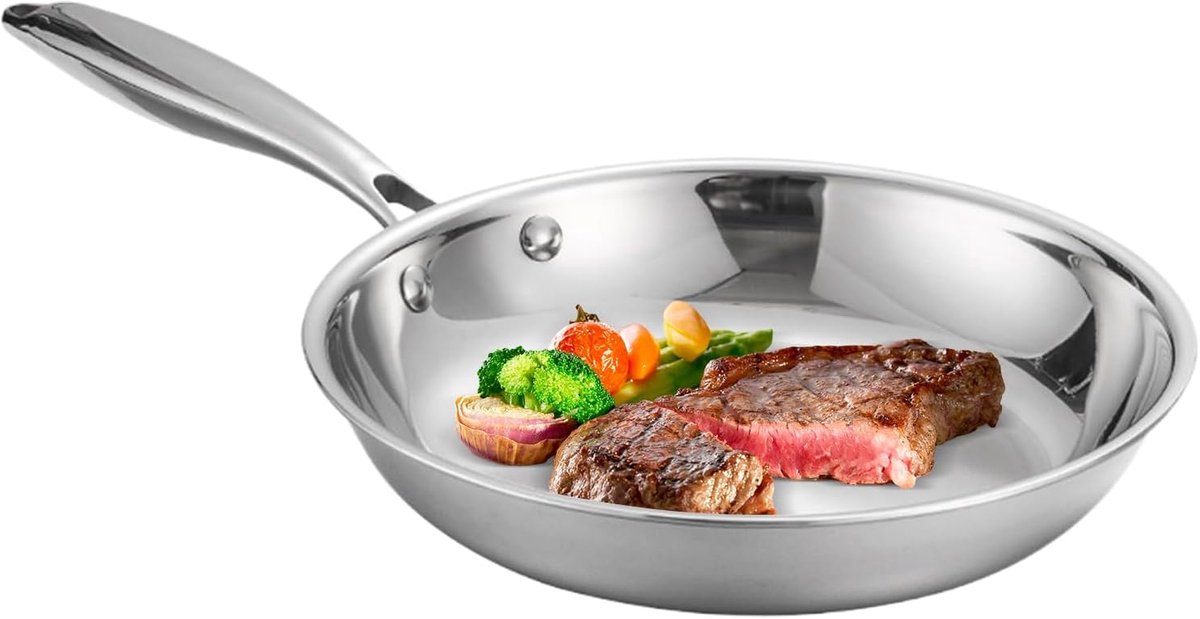 Roestvrijstalen Wokpan Klassieke Koekenpan Restaurant Koken Gelijkmatige Warmte 20 cm