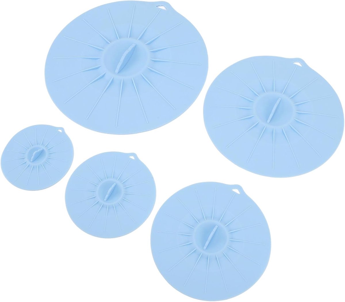 Siliconen Dekselset - Voedseldeksels Herbruikbaar - Magnetron Gebruik - Set van 5 Stuks - Diverse Maten - Blauw