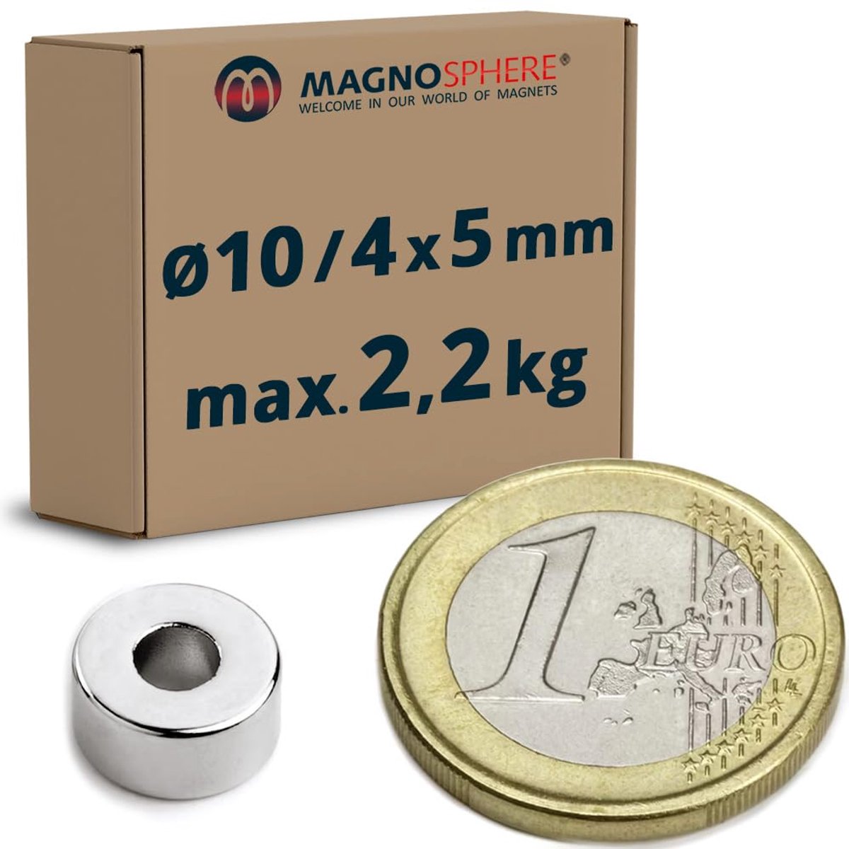Ring Magneten - Neodymium Magneten - Industrie en Huis - Extra Sterk - Ø10/4x5 mm - Zilver