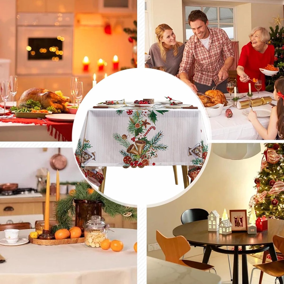 Tafelkleed Kerst - Feestelijk Kleed - Tafeldecoratie - Vintage Design - 140 x 140 cm