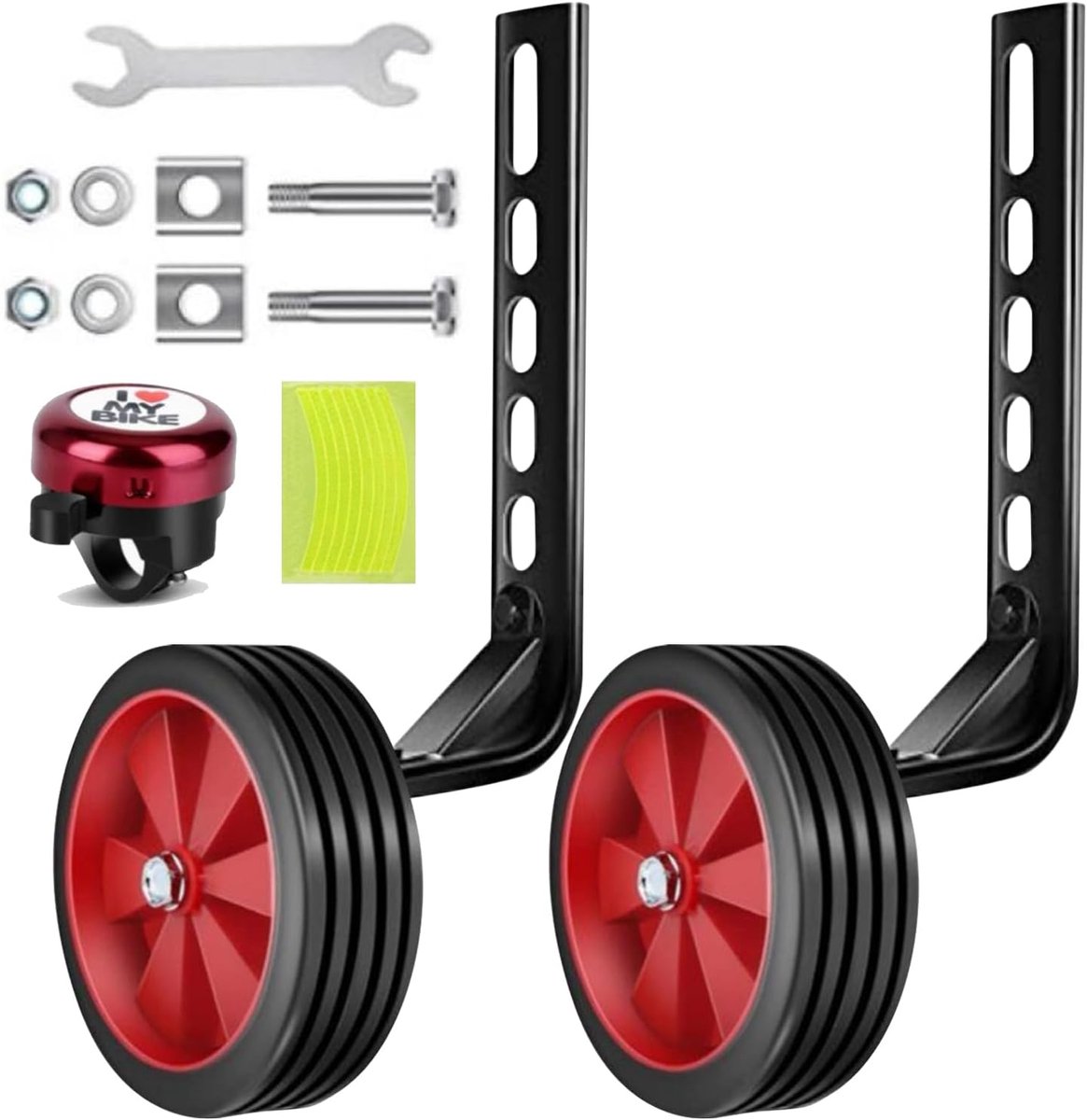 Fiets Steunwielen - Trainingwielen Kinderfiets - Kinderen Leren Fietsen - Verstelbare Stabiliteit - 12-20 inch - Rood