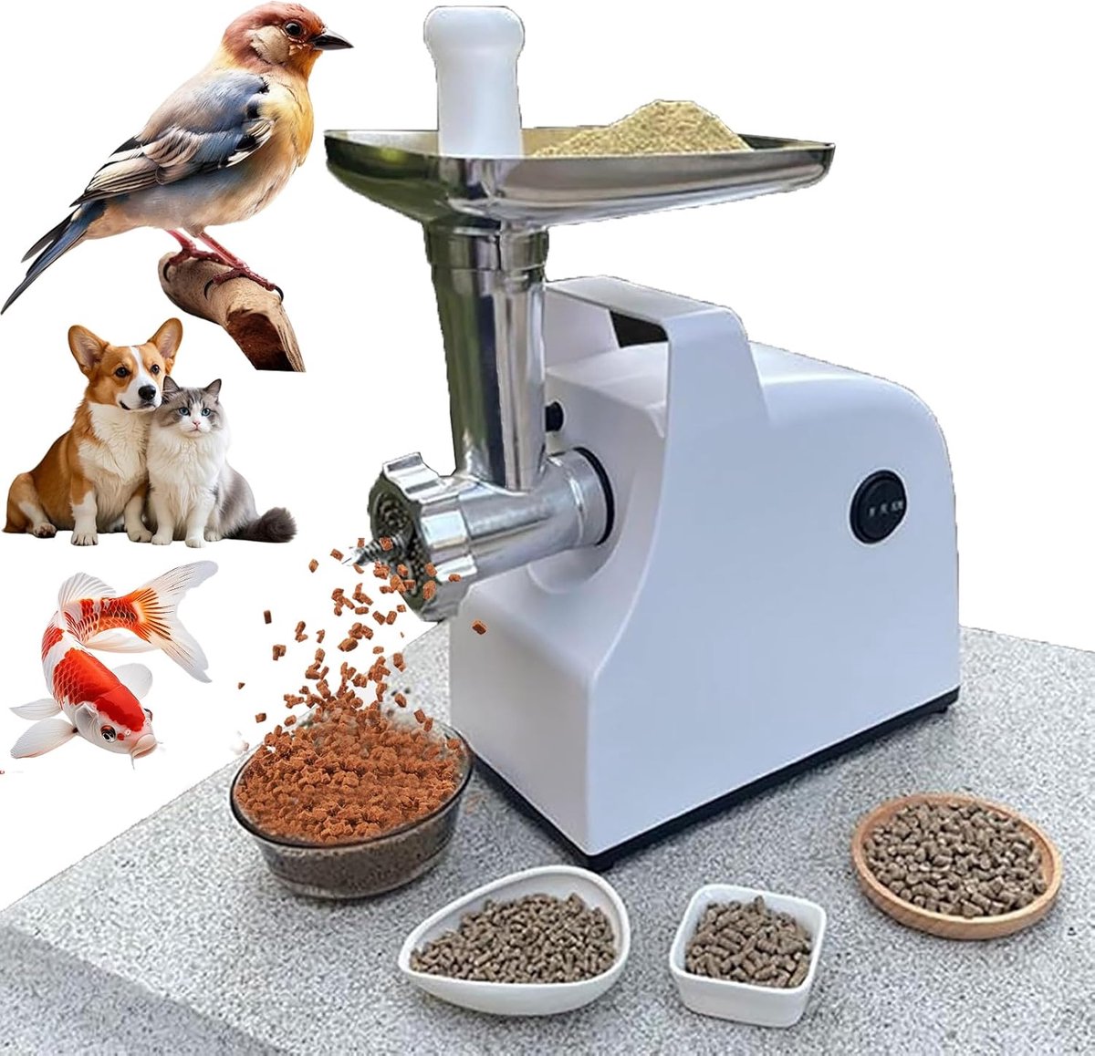 Pelletmachine Diervoeder - Voer Granulator - Zelf Voer Maken - Drie Plaatgroottes - 27.5x15x34cm