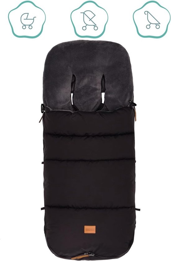 Winter voetenzak - Baby slaapzak - Wandelen met kinderwagen - Innovatieve L-vorm - 45 x 45 cm - Zwart — afbeelding 5