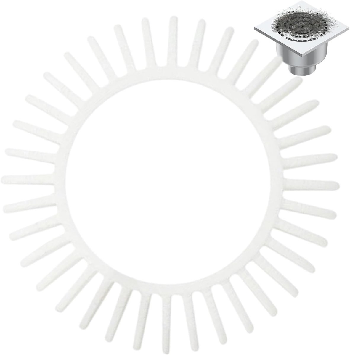 Haarfilter Badkamer - Afvoer Beschermer - Verstopping Vrij Houden - Multifunctioneel Ontwerp - 6.2 cm - Wit