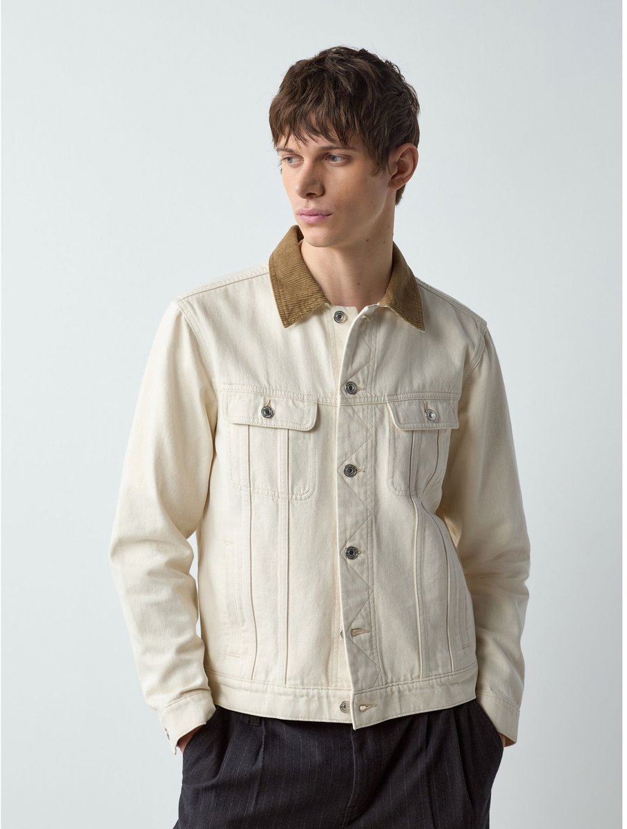 Next - Heren - Denim jack met knopen - Crème