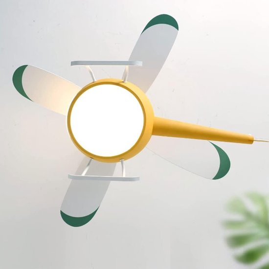 Helikopter Plafondlamp - Ventilator Lamp - Kinderkamer Verlichting - Drie Kleuren LED - 15-20m² Ruimte - Geel — afbeelding 3