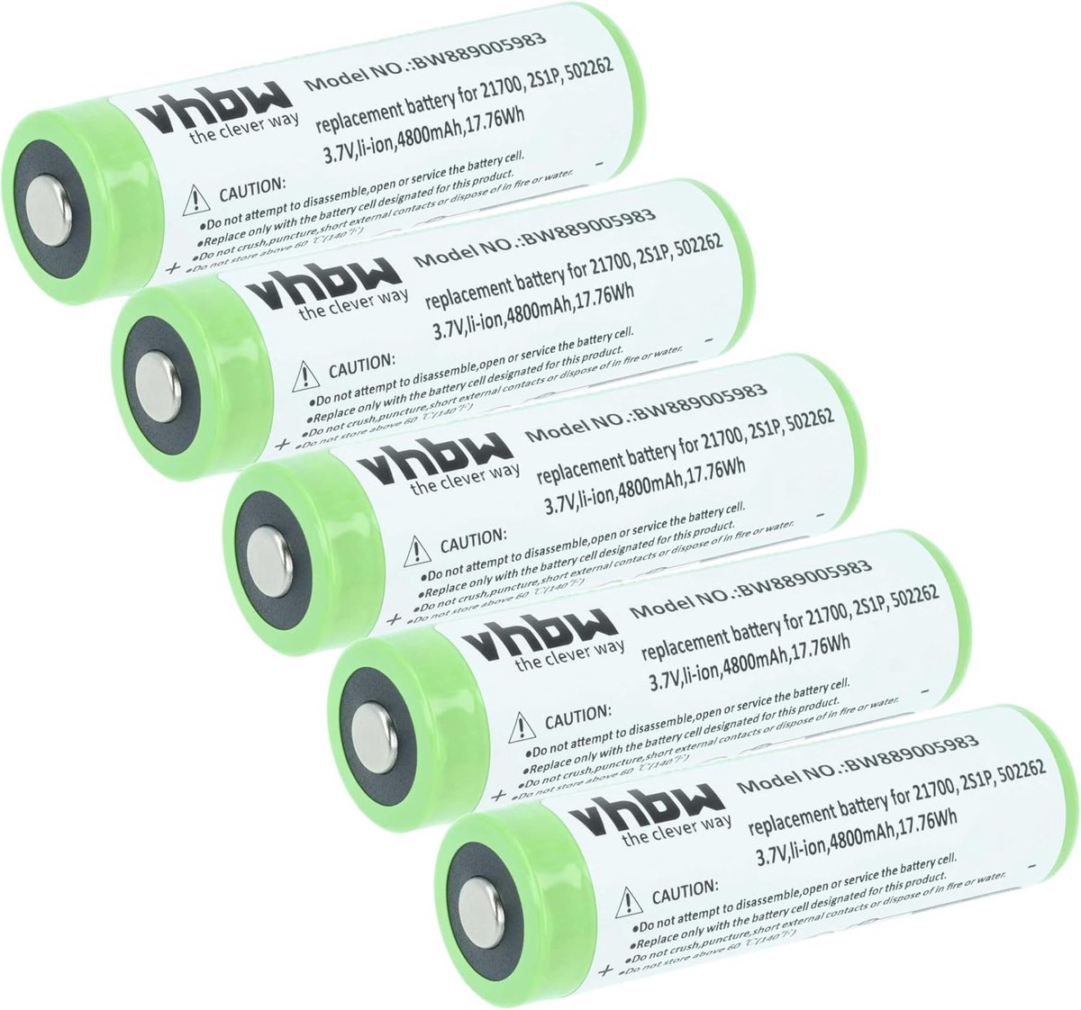 Reserve Batterij Pack - Krachtige Accu Set - Zaklamp Verlichting - Hoge Capaciteit 4800mAh - 5 Stuks