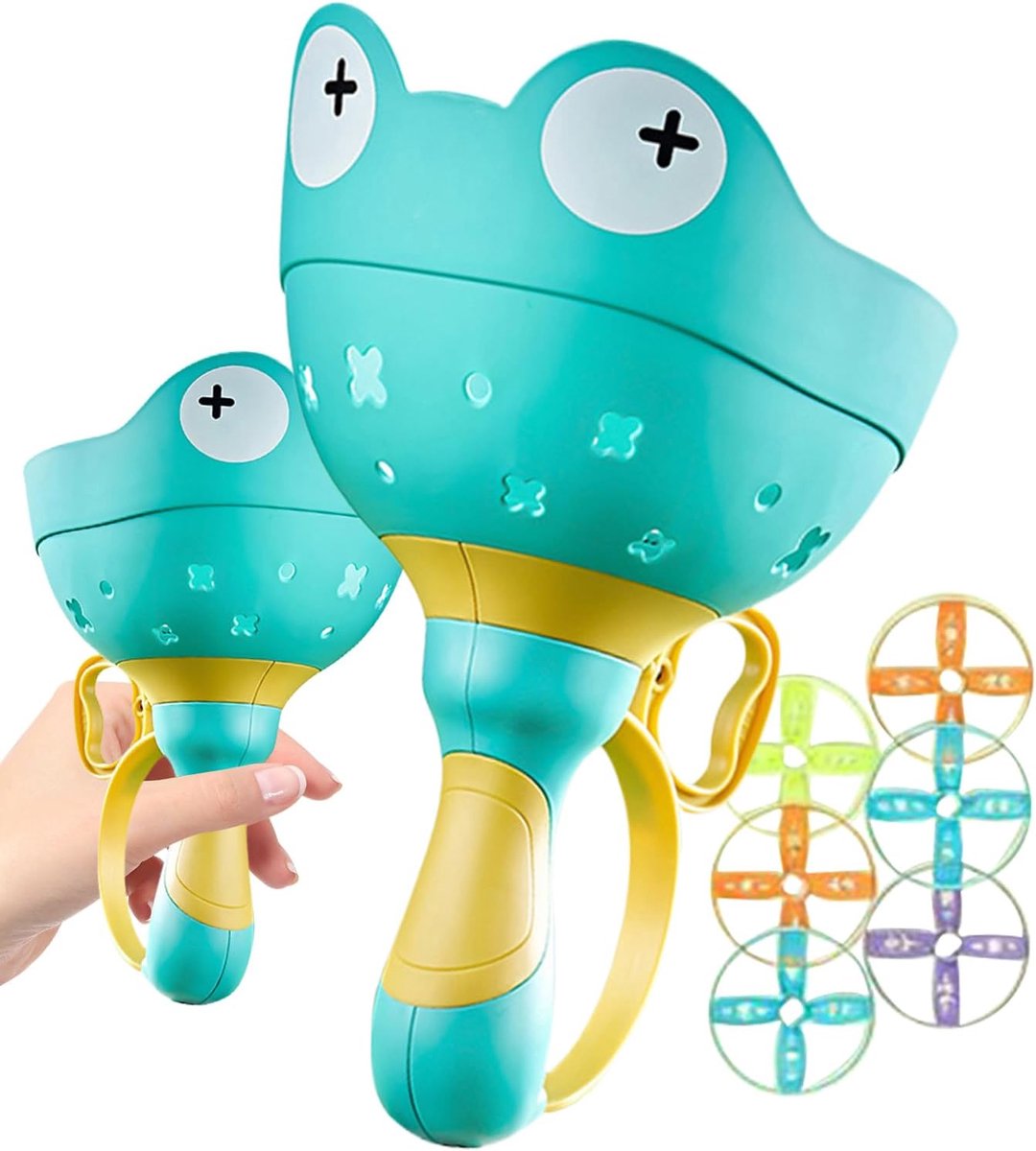 Grijpspeelgoed - Werpspel Kikkers - Buiten Spelen - Interactief Vangspel - 15 x 23 cm - Blauw