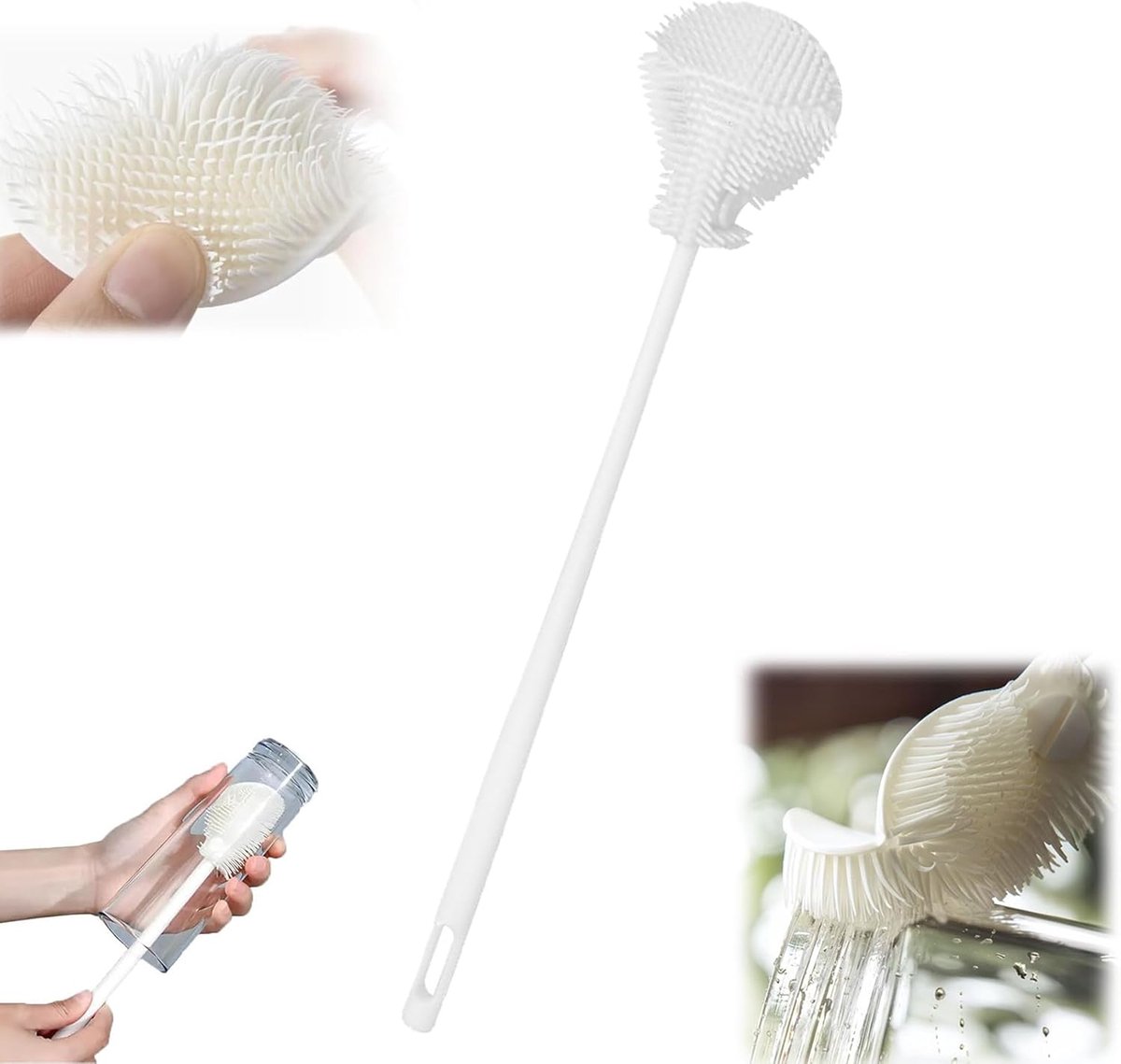 Flessenborstel - Reinigingsborstel - Grondig Reinigen - 360 Graden Draaibaar - 32cm Lange Greep