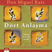 Livre "Dört Anlaşma" de Don Miguel Ruiz, avec quatre illustrations carrées abstraites de branches et de feuilles sur un fond vert tacheté.