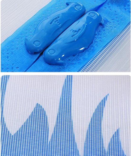 Deurgordijn - Deurgordijn magnetisch - Keuken gordijnen - Glasgordijn zonder boren - Gordijn - Raamscherm - 90*210 - Blauw - Transparant — afbeelding 4