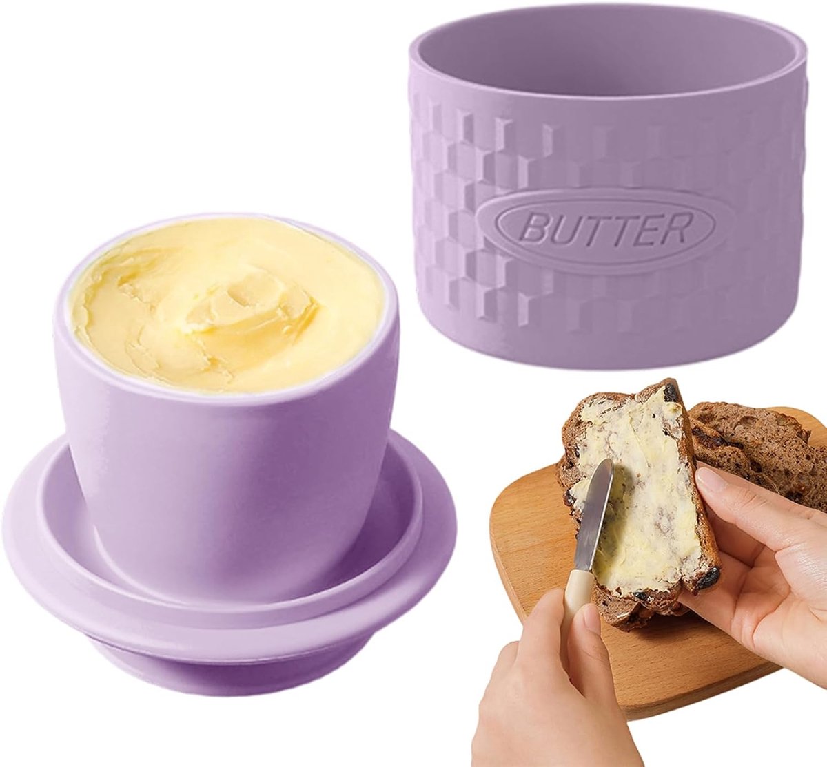 Botervloot - Botercontainer - Keuken Opslag - Vaatwasmachinebestendig Diepvriesvriendelijk - L 10 x B 9 cm - Paars
