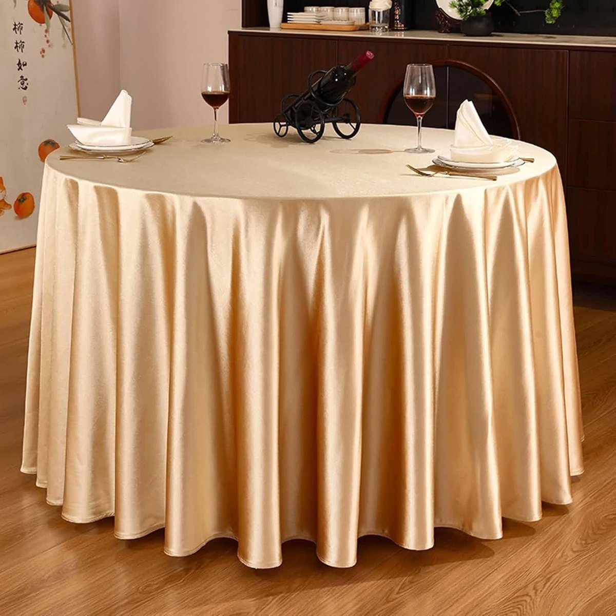 Vierkant Tafelkleed - Tafeldecoratie Satijn - Diner en Feest - Effen Stof - 200x200cm - Wit