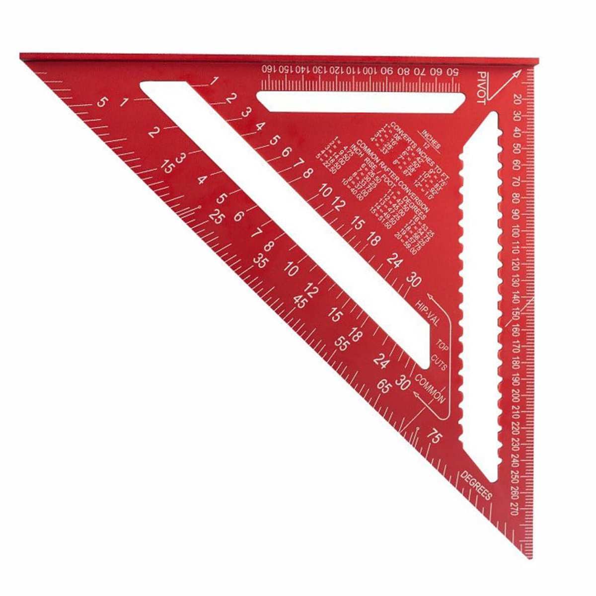 Meetliniaal Timmerman - Driehoek Liniaal - Houtbewerking Tekenen - Verstelbaar 180 Graden - 30.5 cm - Rood