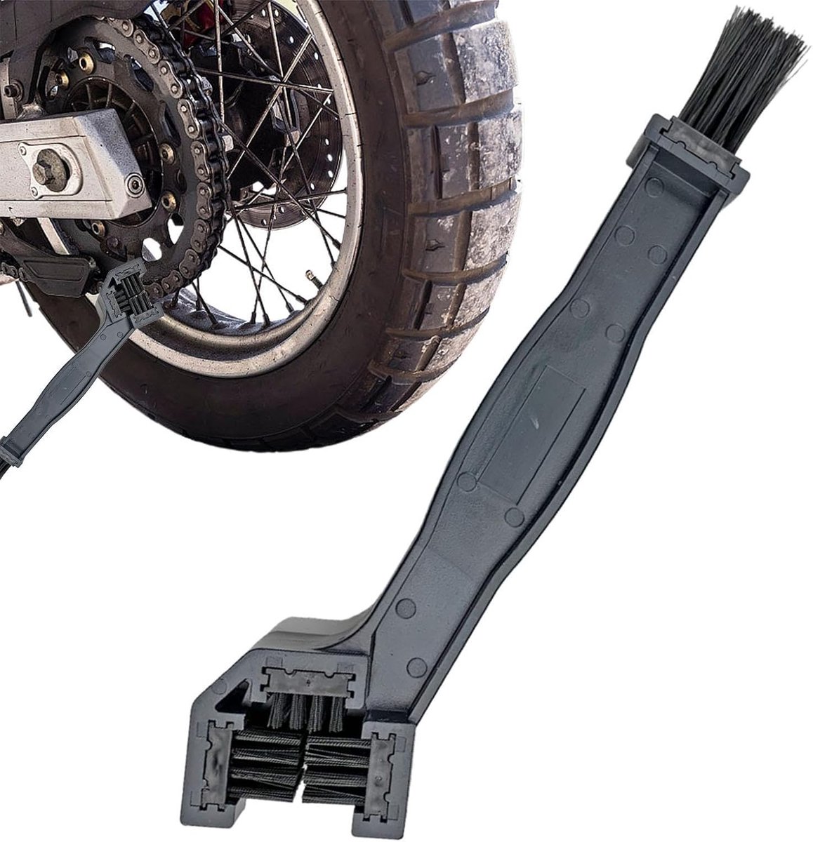 Kettingborstel - Fiets Reiniger - Onderhoud Motor - Ergonomisch Ontwerp - 20.5 cm Pakket - Zwart