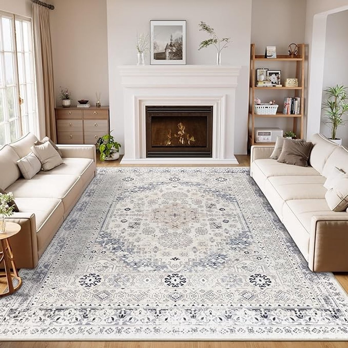 Vintage vloerkleed met medaillonpatroon, antislip en wasbaar, 200x300 cm