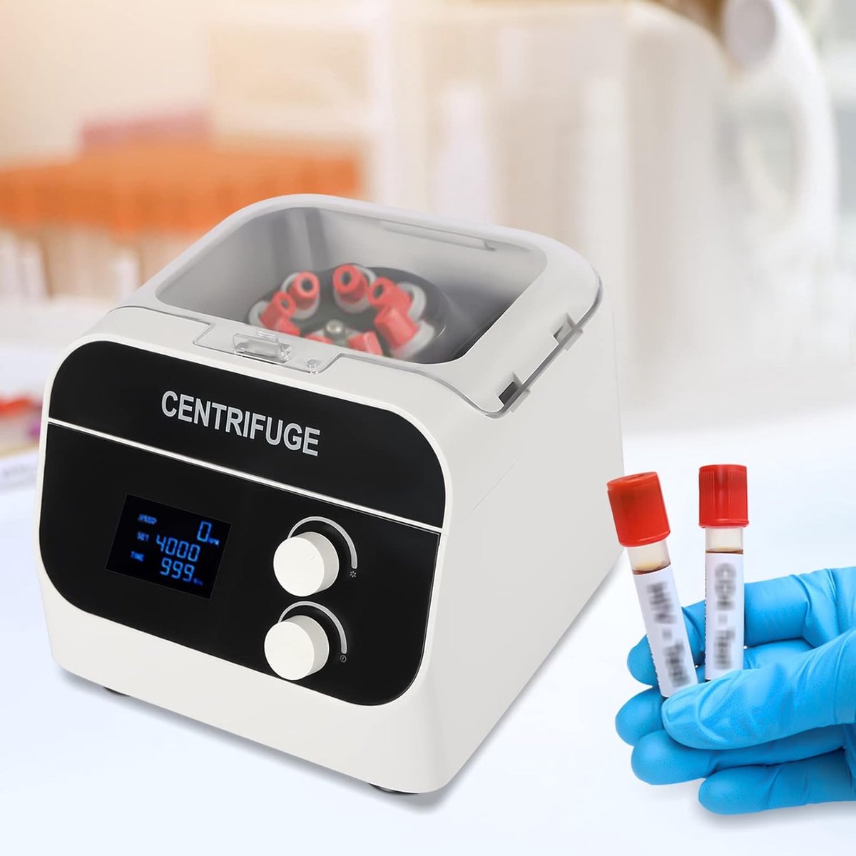 Laboratorium Centrifuge Scheidingsmachine Monsteranalyse 4000 Tpm Snelheid 6x10ml Buis Wit