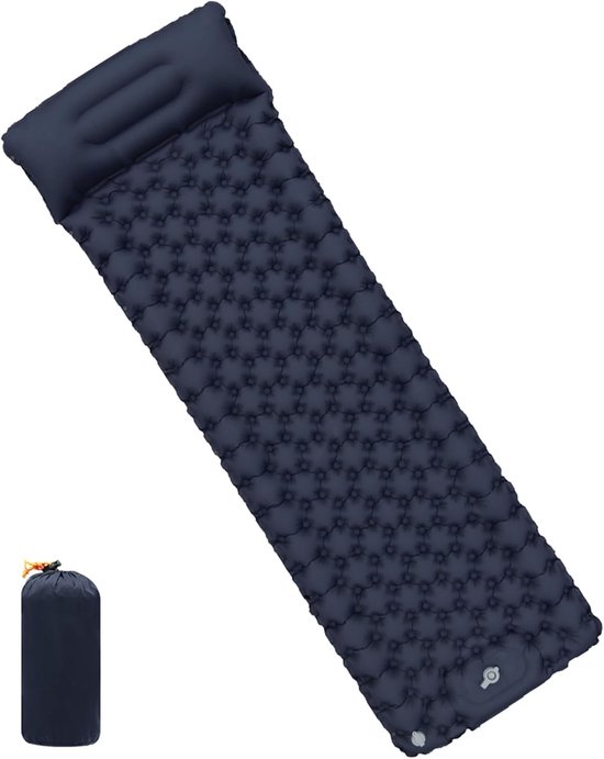 Zelfopblazend Slaapmatje - Campingmatras - Buiten Kamperen - Ingebouwde Voetpomp - 8 Cm Dik - Marineblauw — afbeelding 2