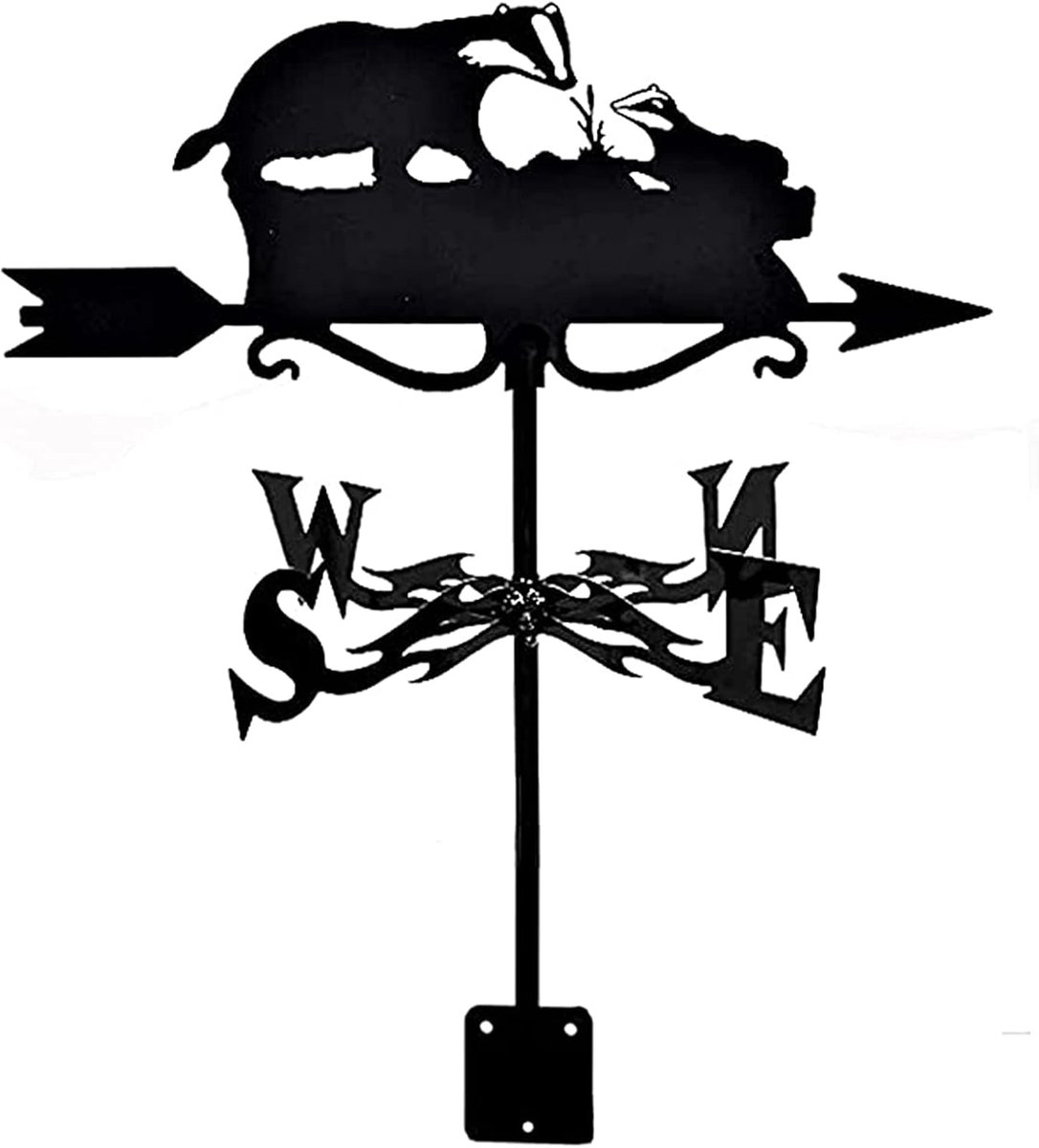 Weerhaan Metaal - Windrichtingindicator - Dakmontage Buiten - Antiroest Coating - 35x50cm