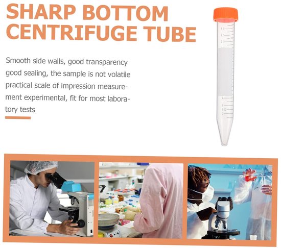 Centrifuge Buisjes - Testbuisjes Laboratorium - Wetenschappelijk Onderzoek - Met Schroefdop - 15 Ml - Transparant — afbeelding 2