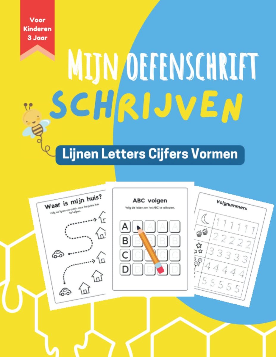 Oefenschrift Schrijven - Leren Lezen - Kinderen Leren - Lijnen Cijfers Letters - 8.5 x 11 Inch