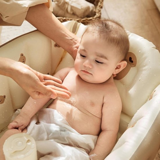 Opblaasbaar badje voor peuters - Draagbaar babybadje met ingebouwde luchtpomp - Opvouwbaar ontwerp voor eenvoudig opbergen - Perfect voor pasgeborenen en baby's — afbeelding 3