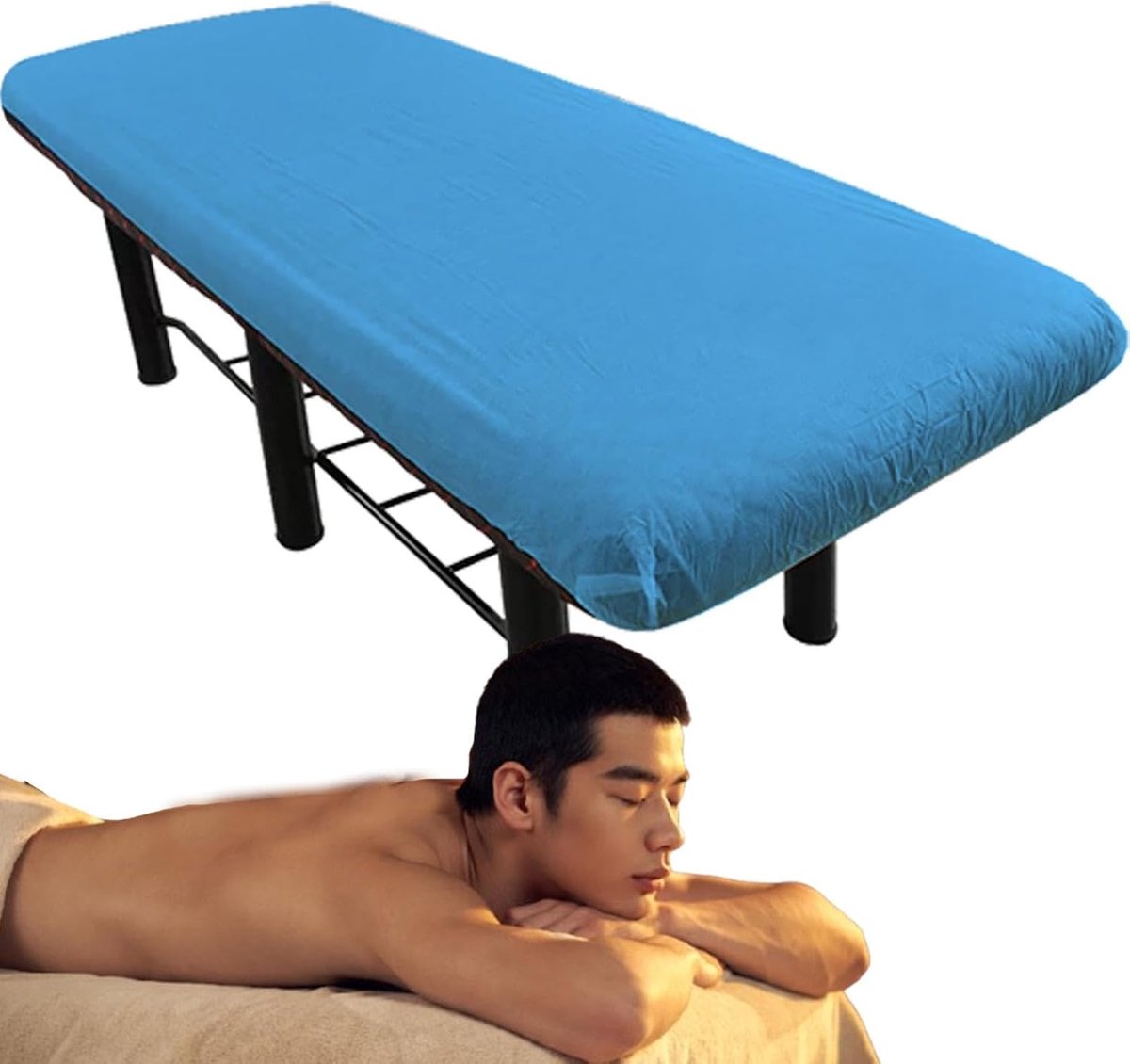 Massagetafel Hoezen - Spa Lakens - Professioneel Gebruik - Zachte Vliesstof - 220x100 cm - Blauw