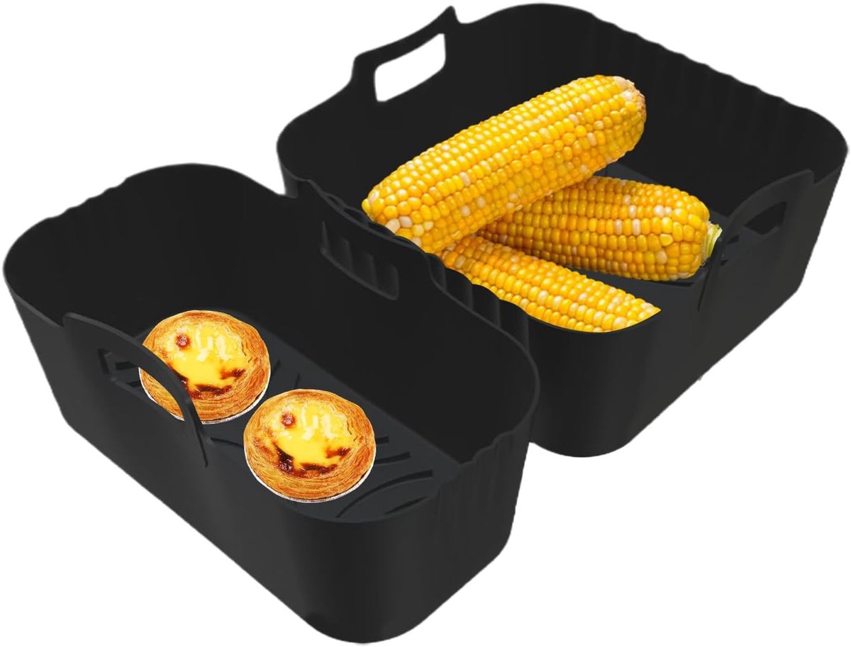 Airfryer Bakje - Siliconen Liner - Veelzijdig Koken - Herbruikbaar Antiaanbak - 24x176 cm - Zwart