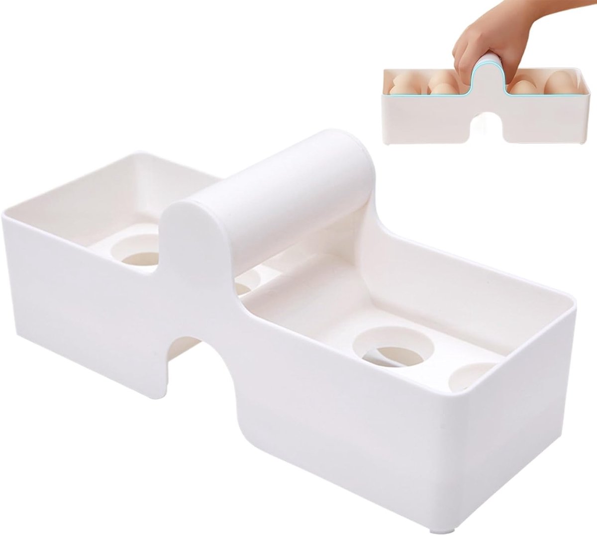 Eierhouder - Eierschaal houder - Keuken buiten - Gebogen handvat - 12x10x12 cm - Wit
