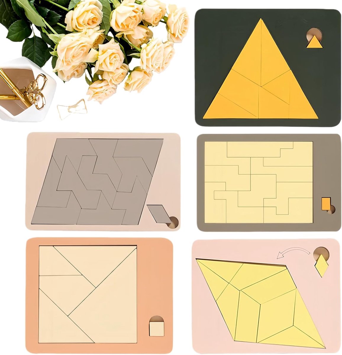 Houten Puzzel Set - Denkspel Tangram - Familie Plezier - Verschillende Vormen - 157 x 114 cm - Meerkleurig
