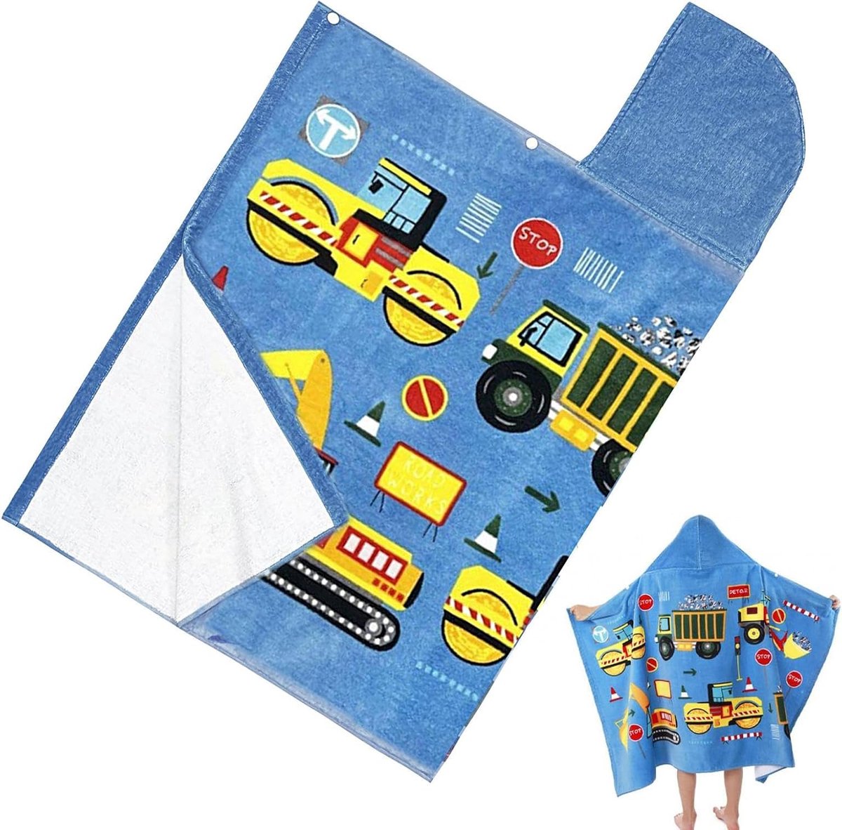 Kinder Badcape - Kinder Poncho Badjas - Na het Baden - Met Capuchon - 127 x 76 cm