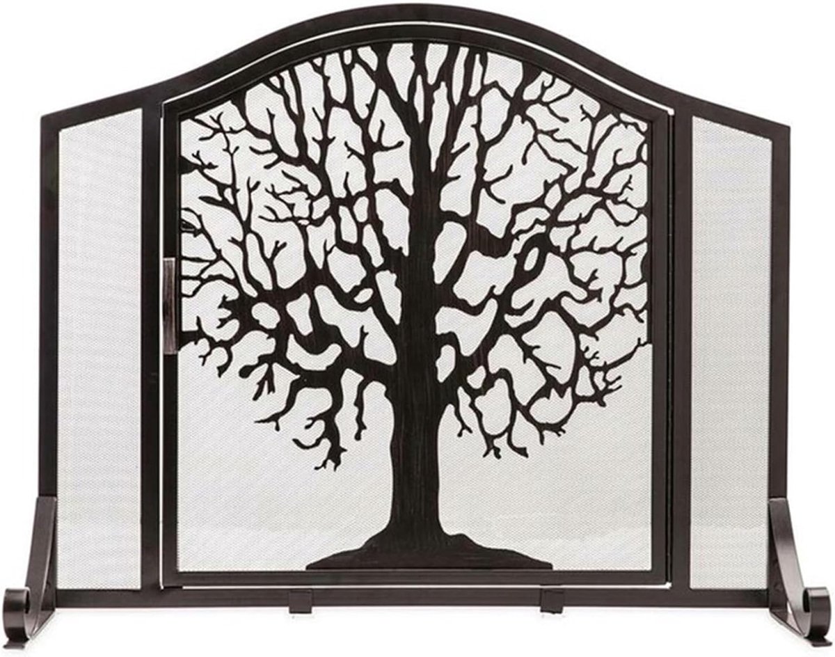 Haard Scherm - Vlammen Vanger - Veilig Stoken - Magnetische Deuren - 96x76cm - Zwart
