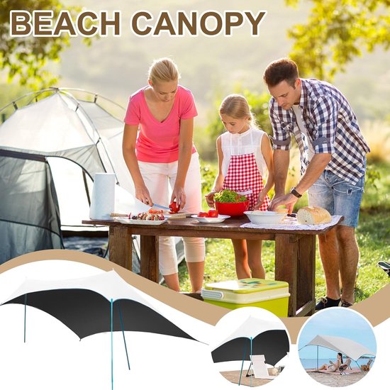 Strandtent Zonnescherm - Schaduwtent Buiten - Bescherming Tegen Zon - 210 Oxford Stof - 280x220x150cm — afbeelding 2