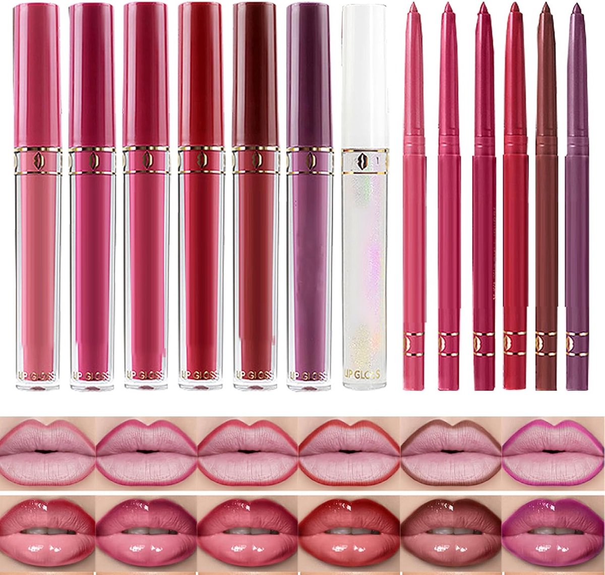 Lippotlood Set - Langdurige Kleur - Feestelijke Gelegenheden - Waterbestendig Transfervrij - 7 Kleuren 6 Sets
