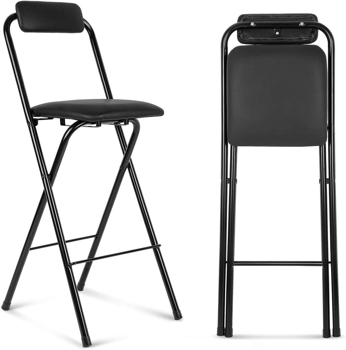 Opvouwbare barkruk - Klapstoel bar - Extra zitplaatsen - Met rugleuning - 75 cm hoog - Zwart