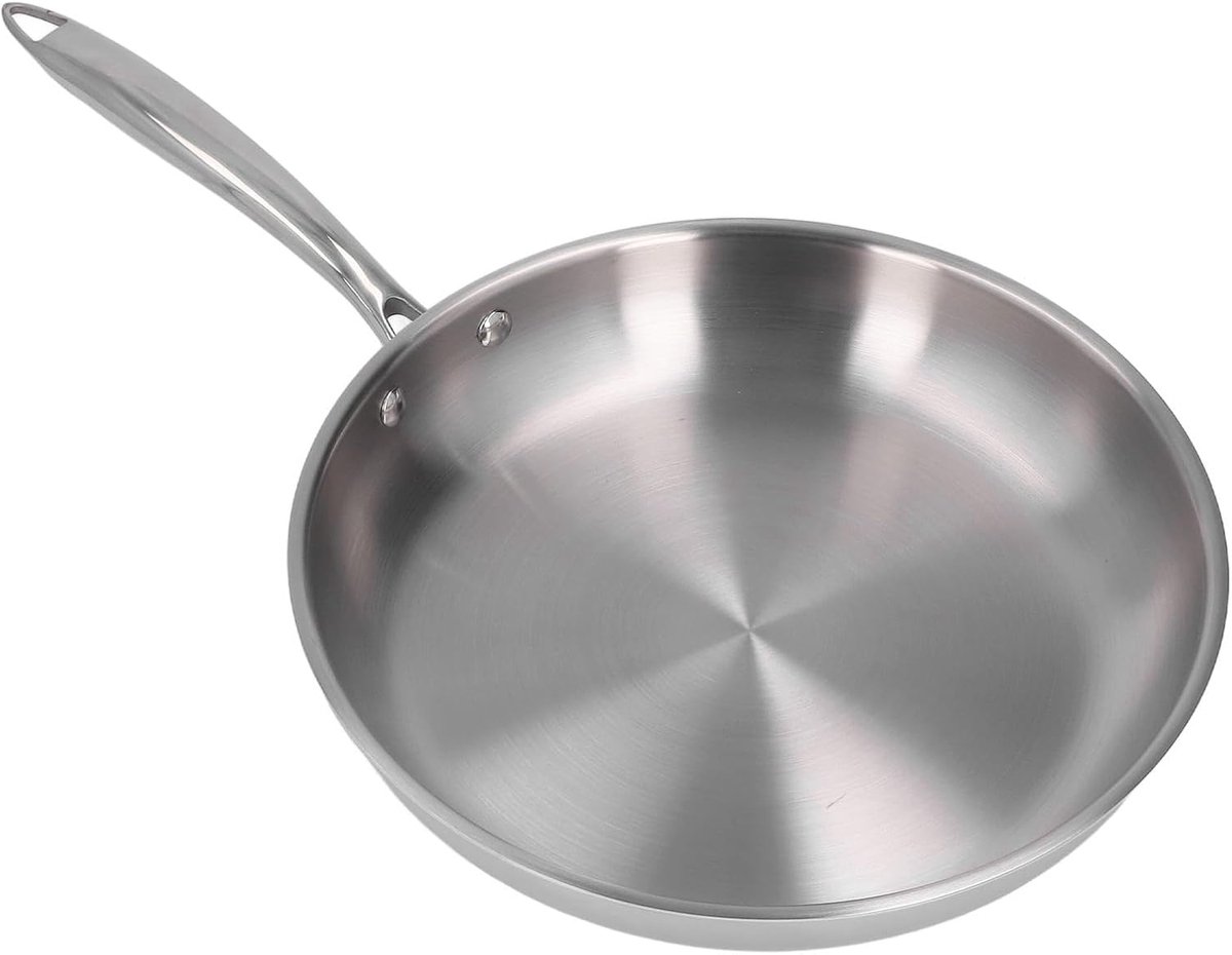 Koekenpan - Omeletpan Bakpan - Snel Ontbijt Maken - 3-laags Staal - 22 cm - Zilver