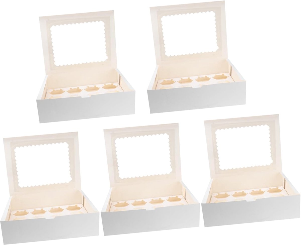 Cupcake Dozen - Muffin Verpakking - Feestjes en Picknicks - Met Venster - 32.5x25x9cm - Wit