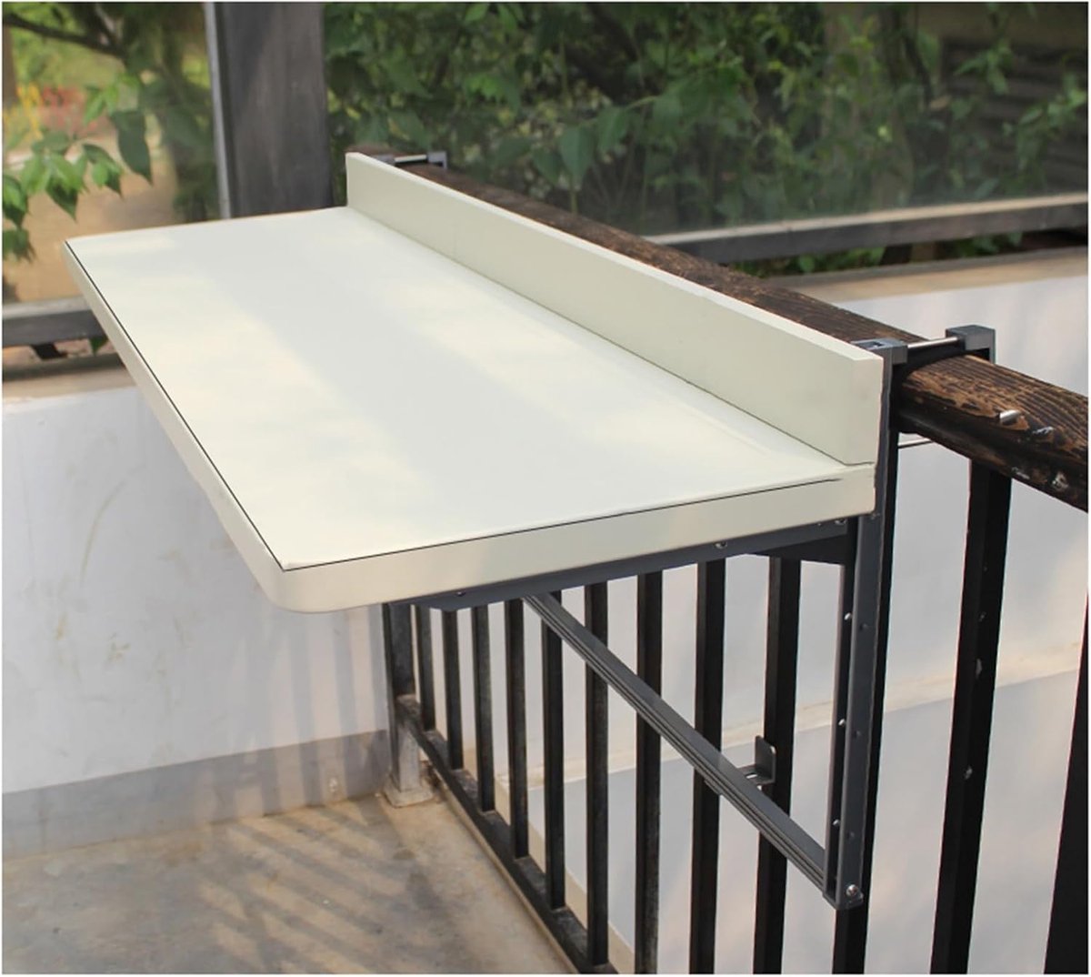Opvouwbare Balkontafel - Buitenbar Tafel - Genieten Buiten - Verstelbare Bevestiging - L80 x B39 cm - Wit