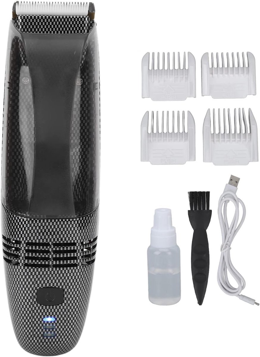 Elektrische Tondeuse - Baardtrimmer Haar Snijder - Snel Schoon Trimmen - Automatische Haarzuiging - 4 Gids Kammen