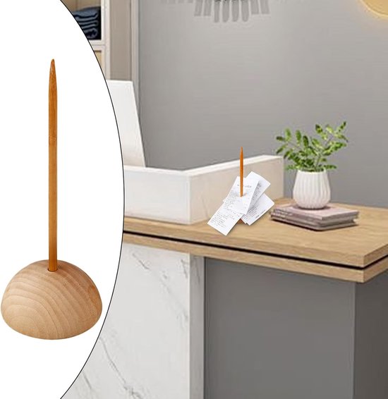 Ticket Houder - Bon Spindel - Order Beheer - Stevige Houten Basis - 19x6cm - Natuurlijk Hout — afbeelding 4