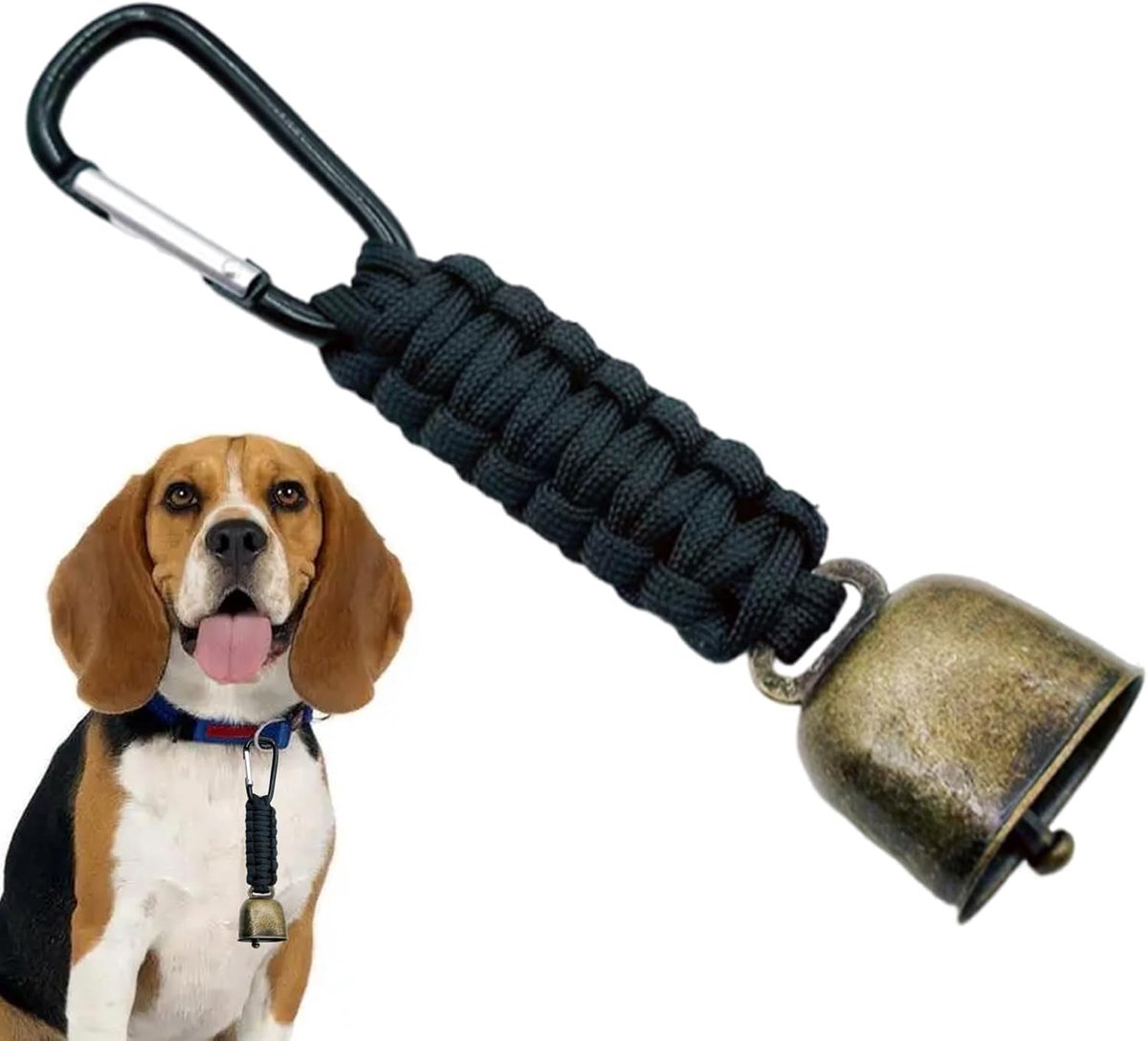 Wandel Bel - Veiligheidsklokje Outdoor - Dieren Afschrikken - Lichtgewicht Carabiner - 16cm Lang - Zwart Koper