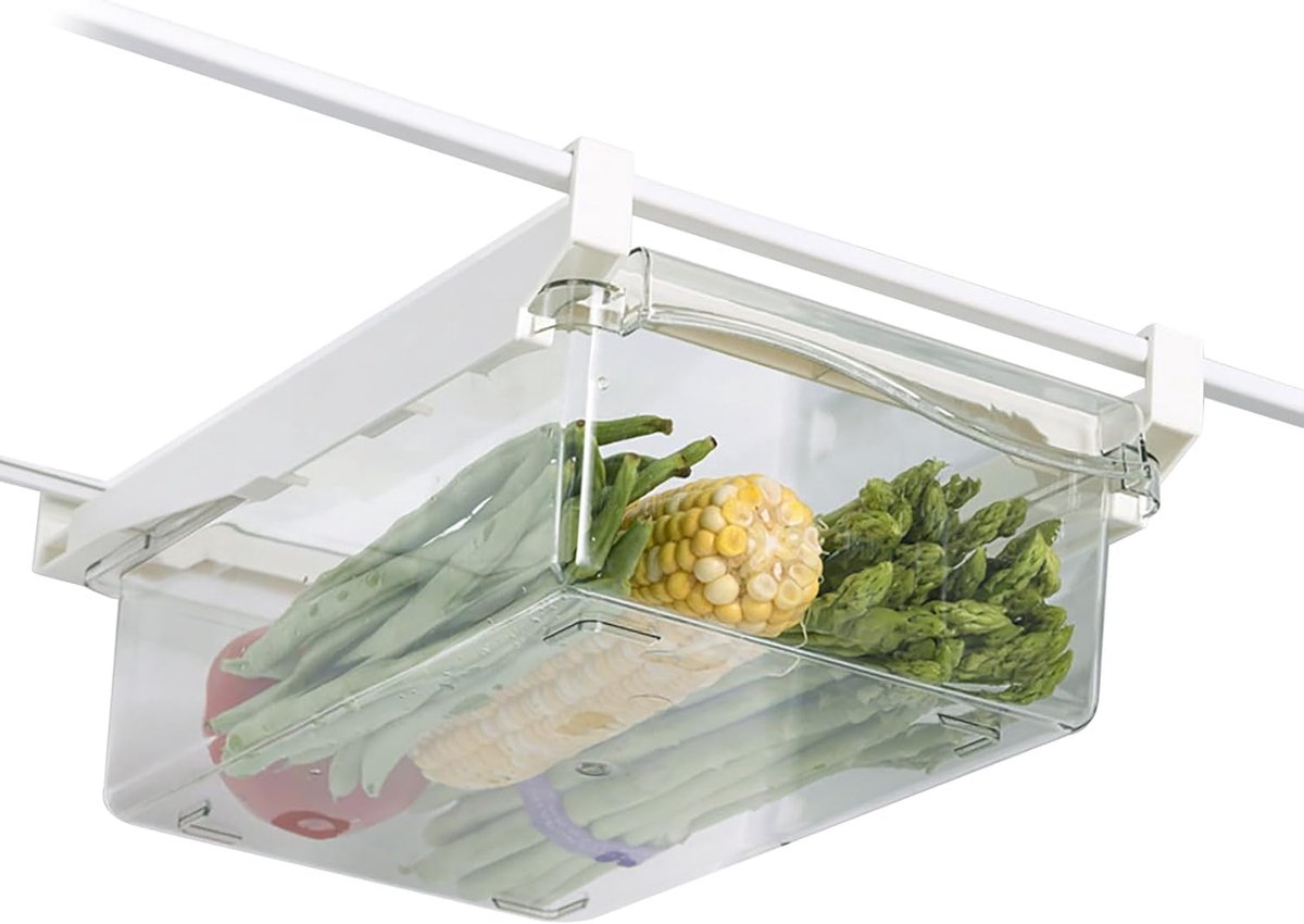 Koelkastlade Organizer - Koelkast Ladebak - Keuken Ordenen - Uitschuifbaar Stapelbaar - 30x20x9.5 cm - Transparant