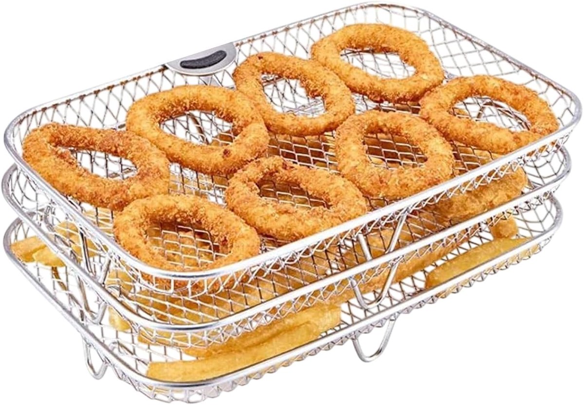Airfryer Rooster - Bakrek Vierkant - Bakken Drogen Koelen - Drielaags Ontwerp - 19.5 x 13.4 cm