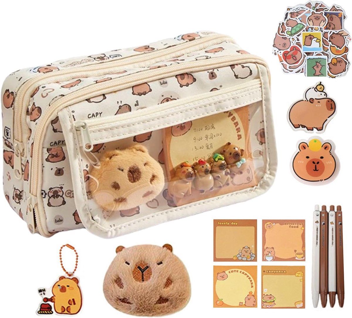 Pluche Etui - Potloodetui Pennenhouder - Kantoor school - Grote opening - 21x10.5x13cm - Set