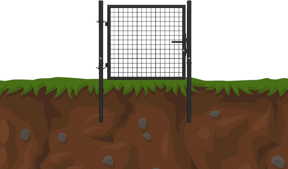 Tuindeur Metaal - Tuinpoort Antraciet - Tuin Beveiligen - Gepoedercoat Staal - 100x80 cm -