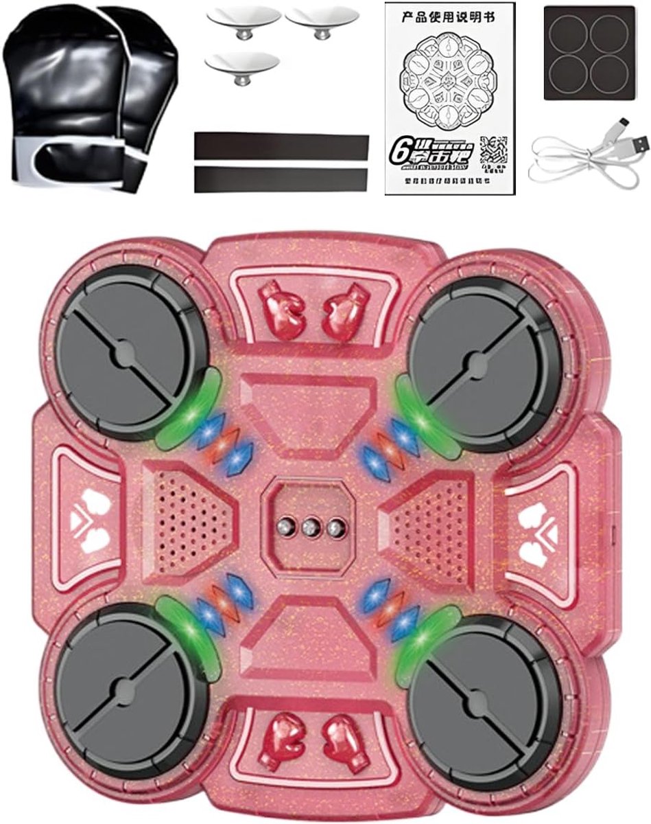 Boksmachine Muziek - Trainingsapparatuur - Indoor Gym - Verstelbare Snelheid - 30 x 27 cm - Roze