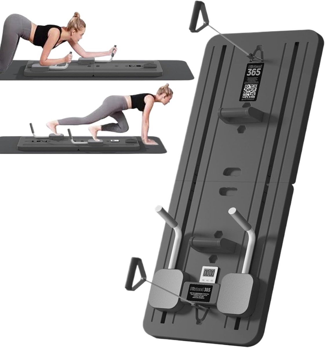Pilates Trainingsbord - AB Trainer Machine - Thuis Fitness - Multifunctioneel Ontwerp - 106x41cm - Zwart en grijs