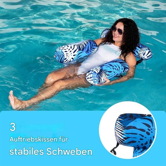 Zwembad Drijfstoel - Opblaasbaar Loungen - Water Ontspanning - Mesh Stof - 76x40.5x61cm - Blauw — afbeelding 5
